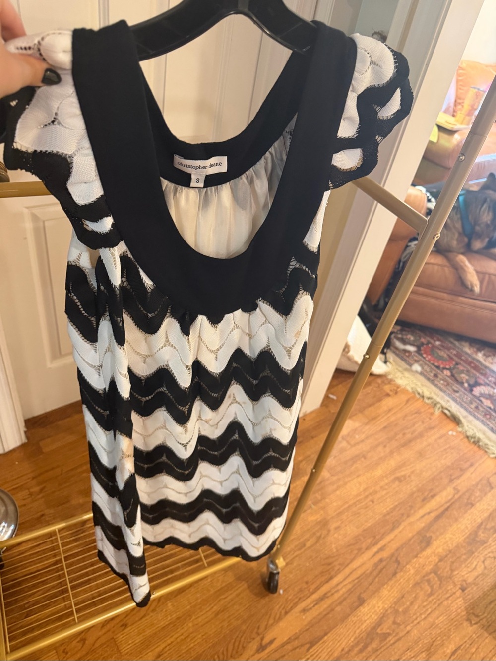 Christopher Kane Black & White Chevron Knit Tank